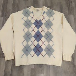 Vtg Moffat Woollen Scotland Size 44 (XL) Argyle Sweater New Wool Made in UK